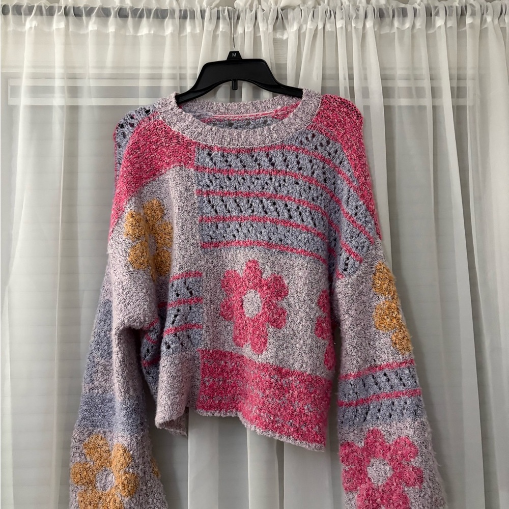 moon & madison Pink and Yellow Floral Sweater